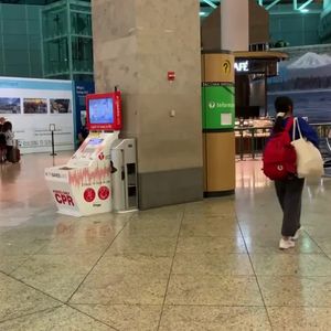 CPR Kiosk at Seattle-Tacoma International Airport in the Central Terminal b-roll