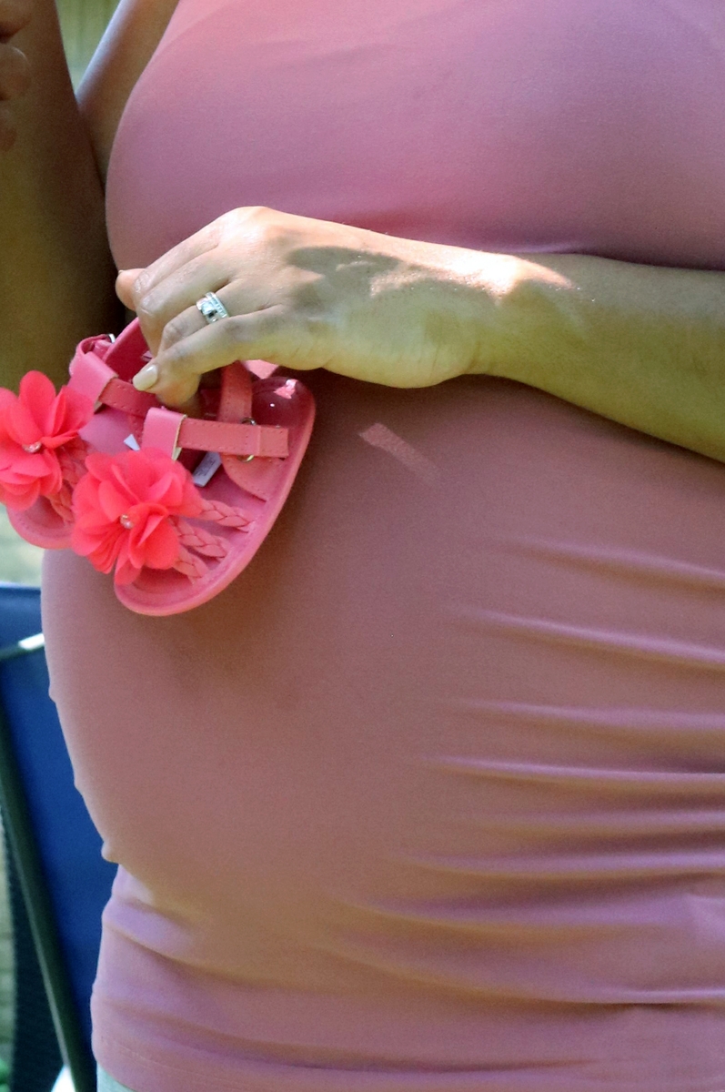 Pregnant mom in pink