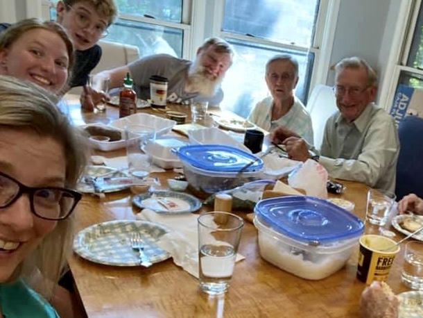 Multigeneration family dinner