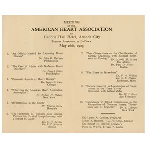 First AHA Scientific Sessions Program - 1925
