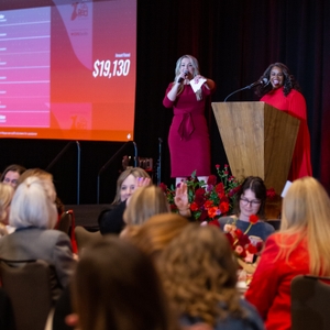 Emcees Kristen Currie and Jennifer Sanders