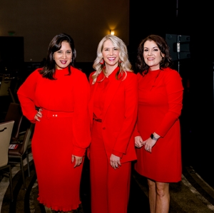 Dr. Monika Mathur with Chairpersons Becky Tucker and Jennifer Chavez