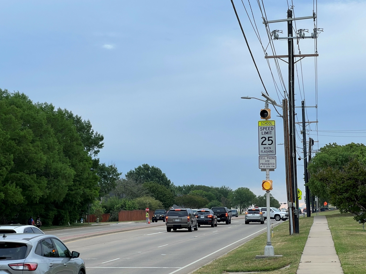 School zone flashing sign