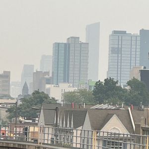 Wildfire smoky haze over Philadelphia