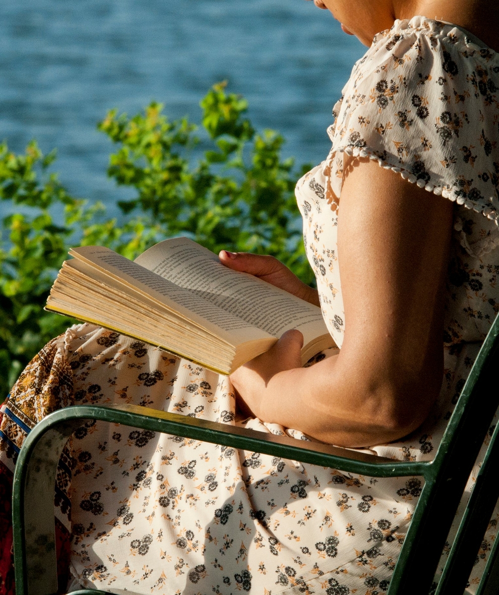 Reading relaxing at the park
