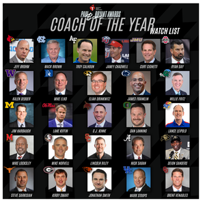 Paul “Bear” Bryant Awards announce 2023 college football coaches watch list