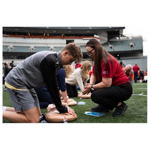 Male participant at Cincinatti Bengals CPR training event