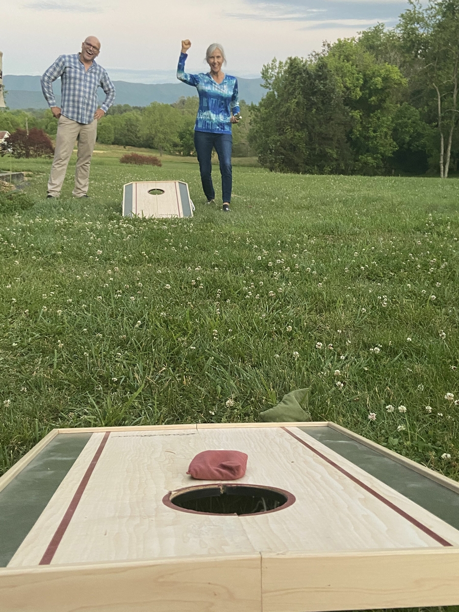 Playing cornhole