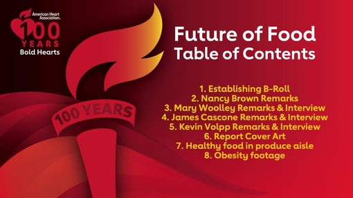 American Heart Association  Future of Food B-Roll and Interview clips