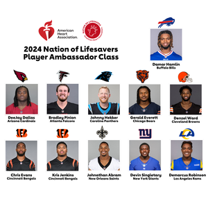 NFL Player Ambassadors urge fans to learn lifesaving CPR in 90 seconds