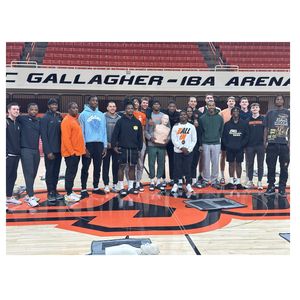 Oklahoma State basketball team group photo during Hands-Only CPR training