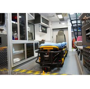 Ambulance interior with gurney