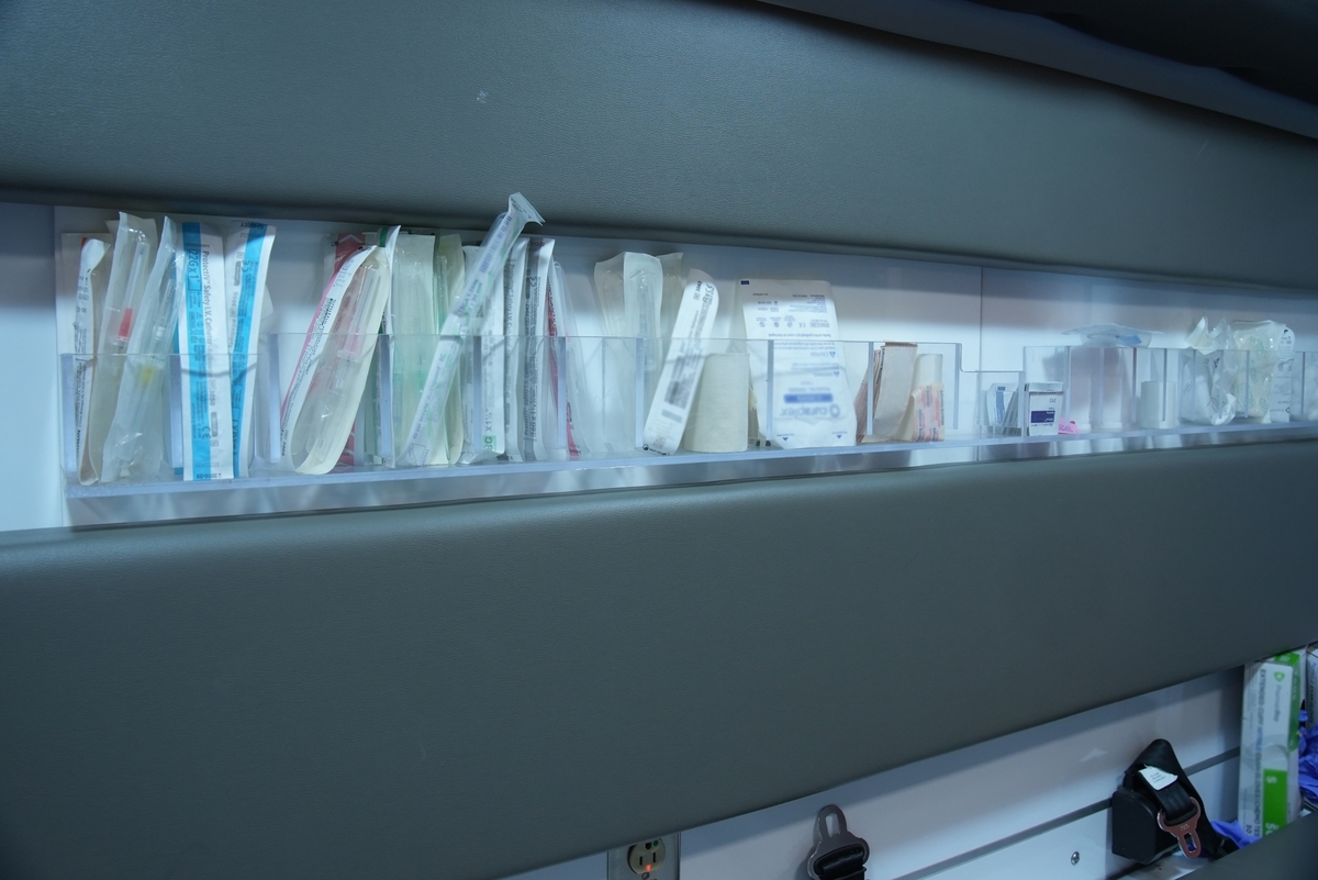 Medical supplies in ambulance