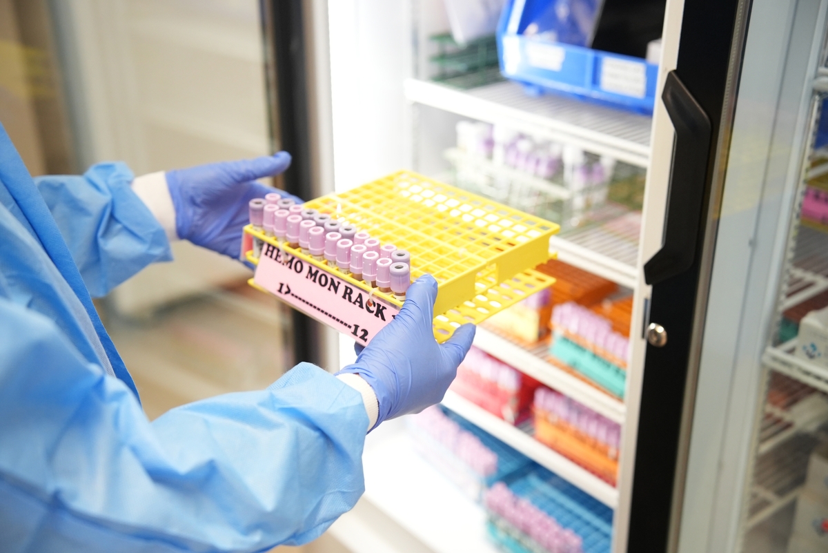 Blood vials stored in the lab