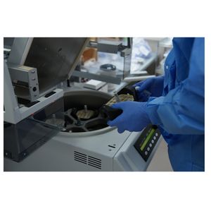 Lab tech processing blood samples
