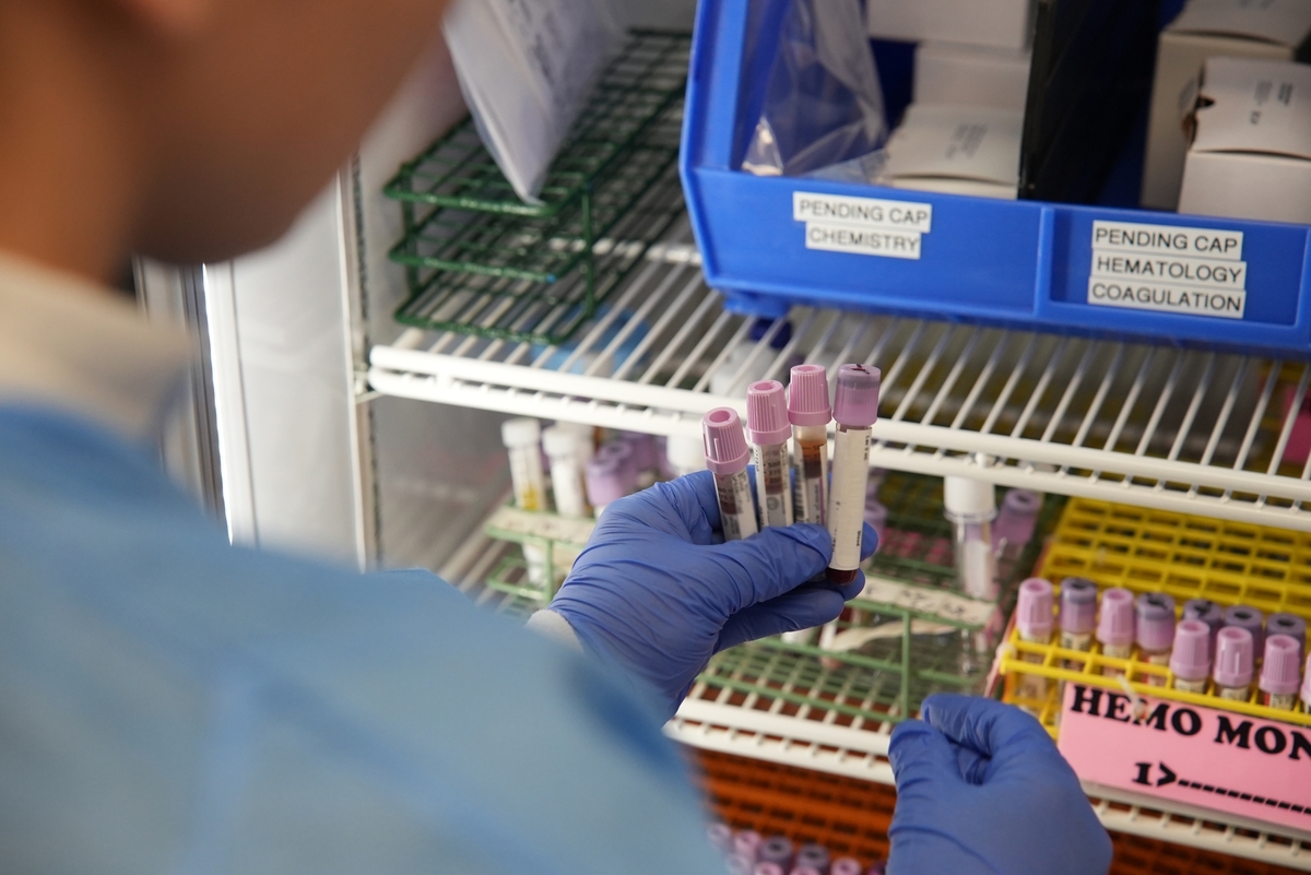 Lab tech working with blood samples