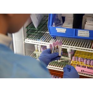 Lab tech working with blood samples