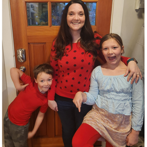 A family wears red on National Wear Red Day