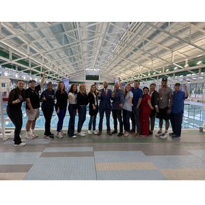 Participants at swim safety event