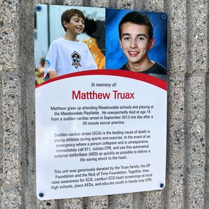 A sign honoring Matthew Truax