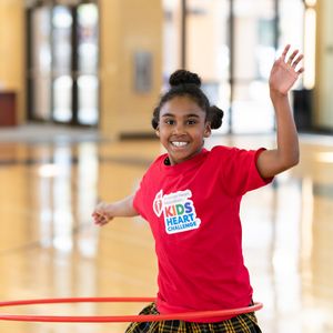 A girl hula hooping