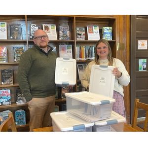 Hillsboro City Library Director Justin Dyer and Callie Pittman programming and outreach librarian