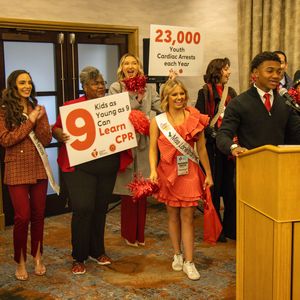 Advocates Andre Scott and Chloe Burke speak to rally crowd during Texas Advocacy Day at the state Capitol