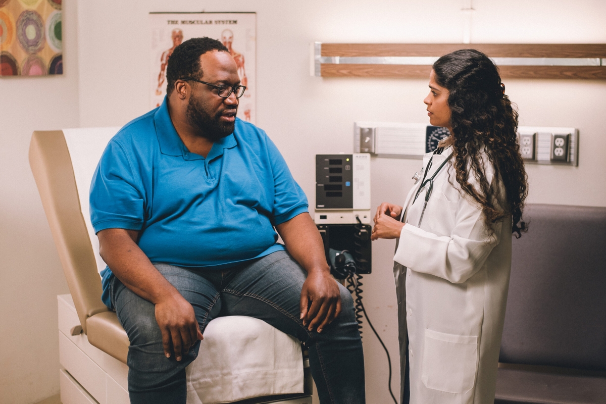 Man in exam room