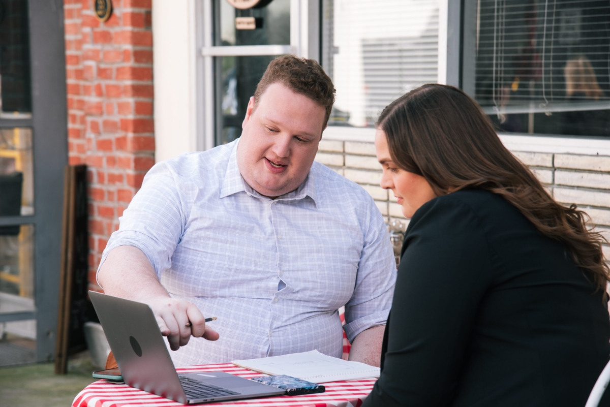 Man and woman share screen time