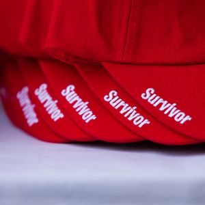 Heart and Stroke Walk red survivor caps
