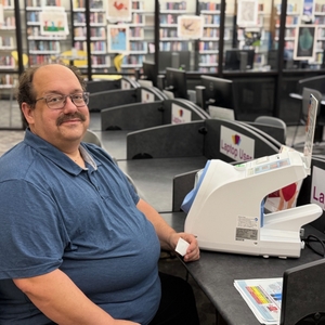 James Gahagan at the Jennie J. McMahan Library in St. George