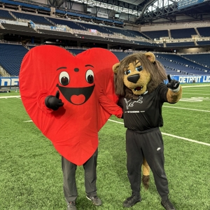 Hearty with Roary at Ford Field Stadium