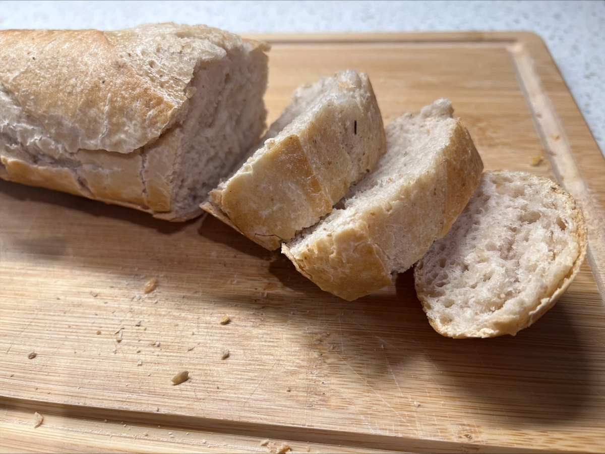 Sliced French baguette