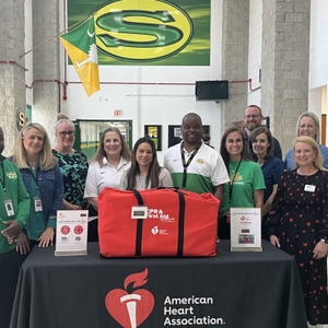 AHA delivers in CPR in Schools Kit to Summerville High School
