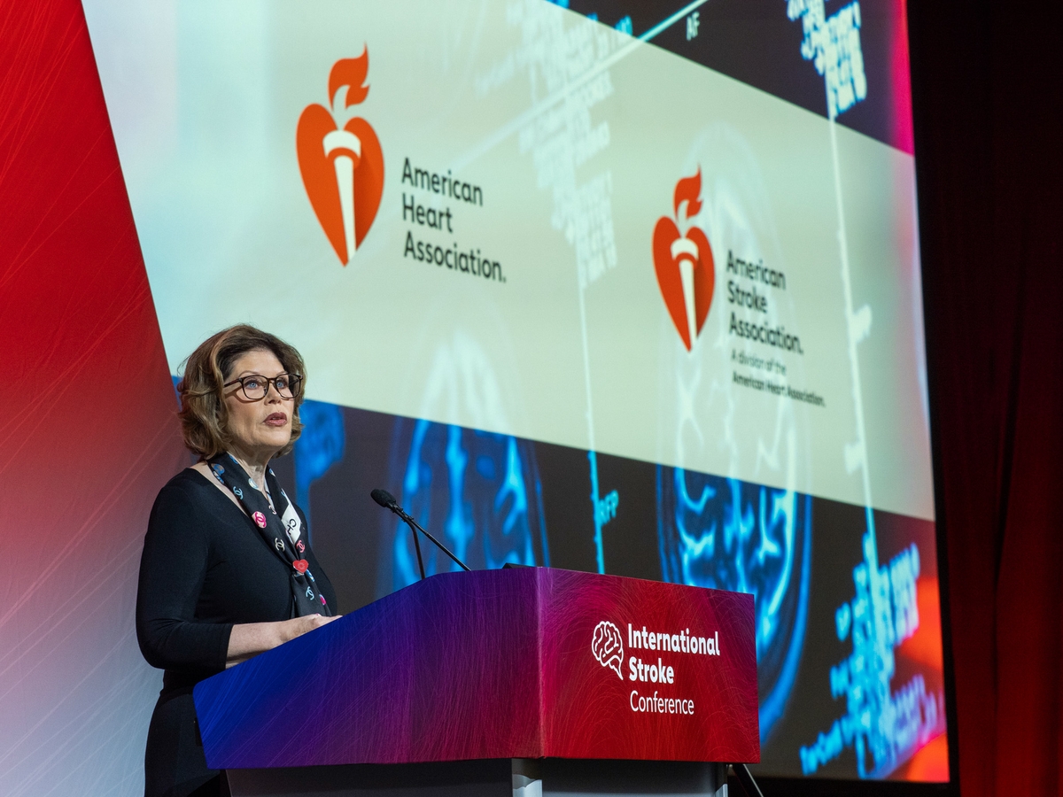 Nancy Brown addresses attendees at ISC26 wide shot