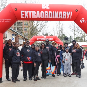 Participants post for a photo before the walk