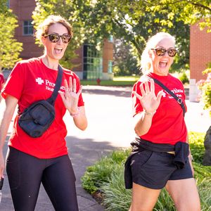 Walkers waving at the 2025 Portland Heart & Stroke Walk