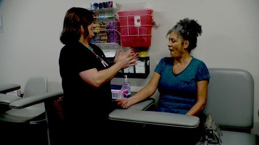 Woman getting blood drawn