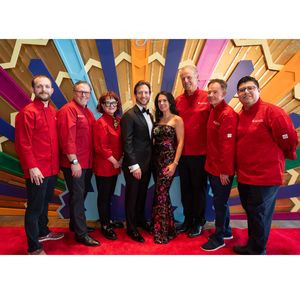 Chefs Jason Rohan, Dan Landsberg, Janice Provost, with Chairs Chris and Jennifer Clark, and Chefs Richard Chamberlain, Gerard Thompson, Miguel Antonio