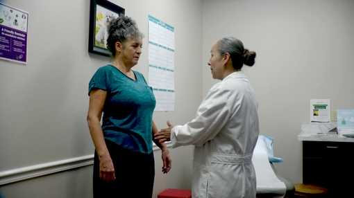 Female patient exam and doctor consultation on CKM