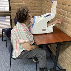Using a blood pressure measurement kiosk at the library
