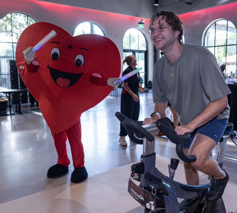 Photo | Austin CycleNation rider & mascot | American Heart Association