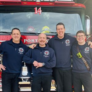 Aaron Gagnon (left) and some of his fellow firefighters.