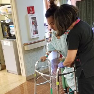 Kristin Barroga, stroke survivor in the hospital