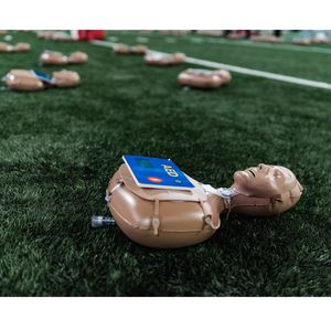AED Training Dummies Prepared for CPR Certification Event