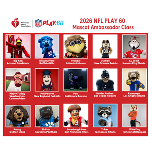 2026 NFL PLAY 60 Mascot Ambassadors Full Roster
