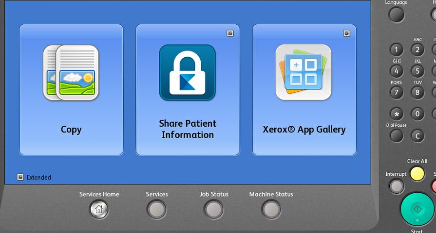 Xerox Healthcare Multifunction Printer SolutionShare Patient Information button Xerox Healthcare Multifunction Printer SolutionShare Patient Information button