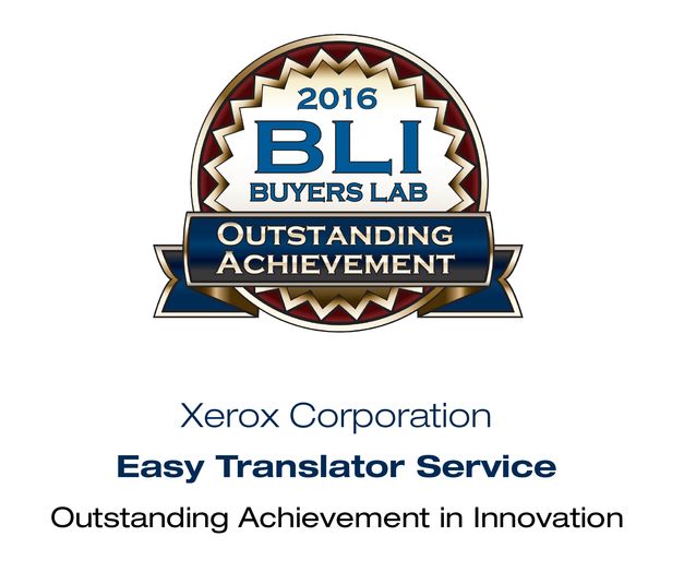 BLI award for Xerox Easy Translator Service